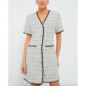 Tuckernuck Pomander Place White Tweed Josephine V-Neck Mini Dress B1254 Size XL